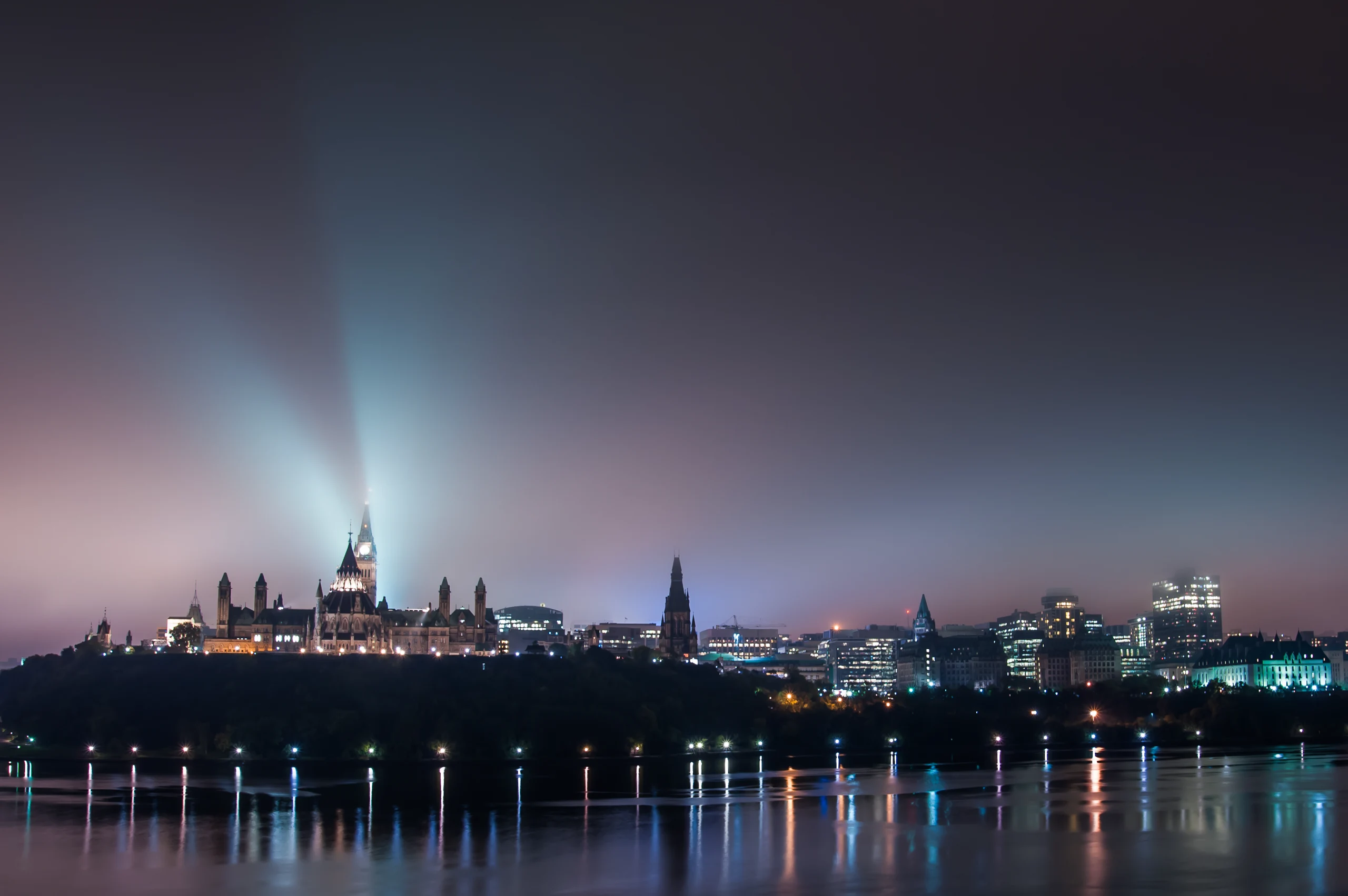 Parliament Hill above the Ottawa River, Canada